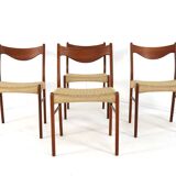 Set of 4 Arne Wahl Iversen for Glyngore papercord chairs 'Naerem'