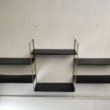 Modular black metal shelf