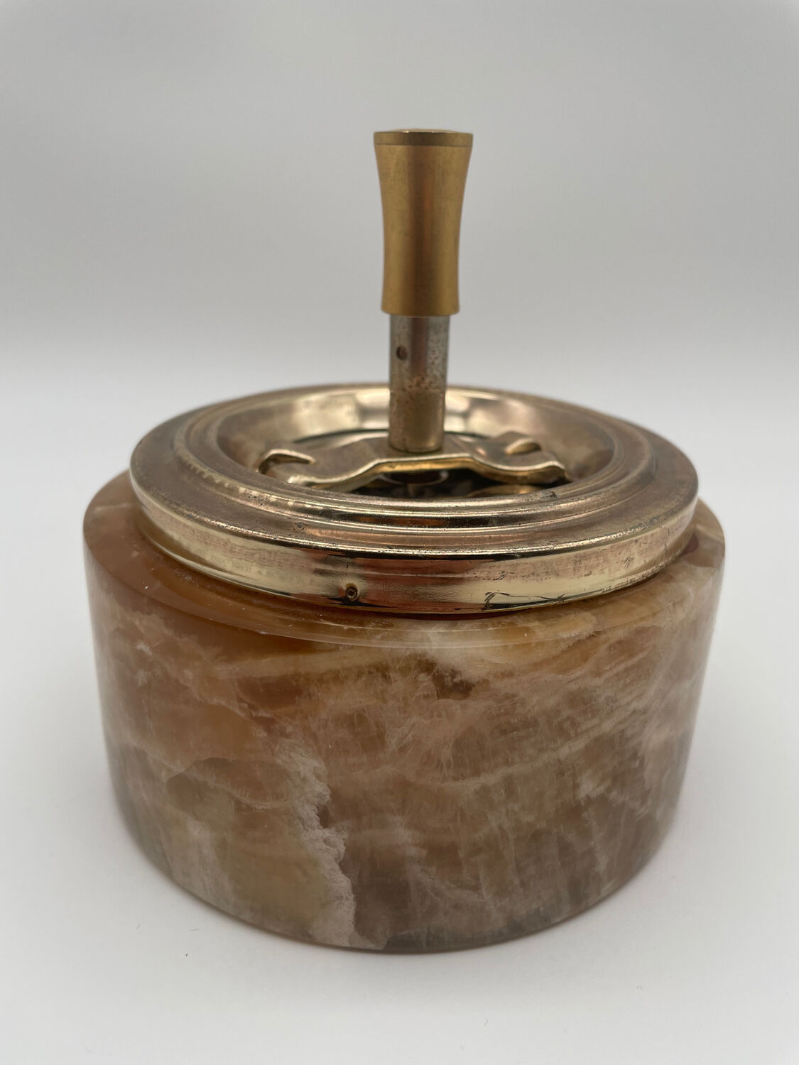 Vintage onyx and gold pusher ashtray