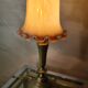 Art deco bronze lamp with pretty purple tulip, 41x15 electricity ok