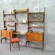Mid-Century Modular Teak Free-Standing Wall Unit with Desk by John Texmon for Blindheim Mobelfabrik,