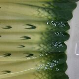 Salins earthenware slip dish decorated with asparagus, French, yellow and green, 20th century
