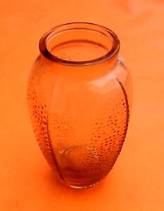 Art deco vase decoration pearl tips transparent pink glass