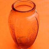 Art deco vase decoration pearl tips transparent pink glass