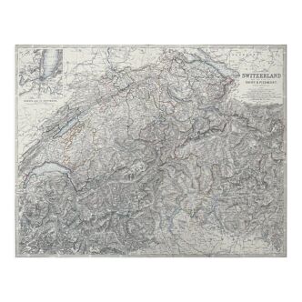 Antique Map Switzerland c1869 Keith Johnston Royal Atlas Hand coloured map