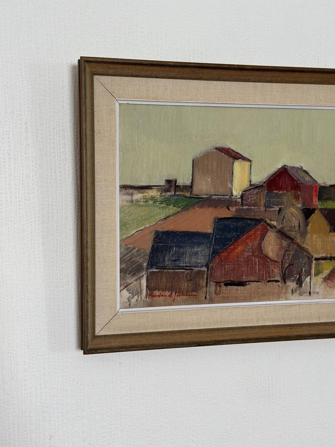 Oil on Canvas –“Rural Landscape with Barns” by Gustav‑Adolf Johansson