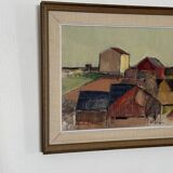 Oil on Canvas –“Rural Landscape with Barns” by Gustav‑Adolf Johansson