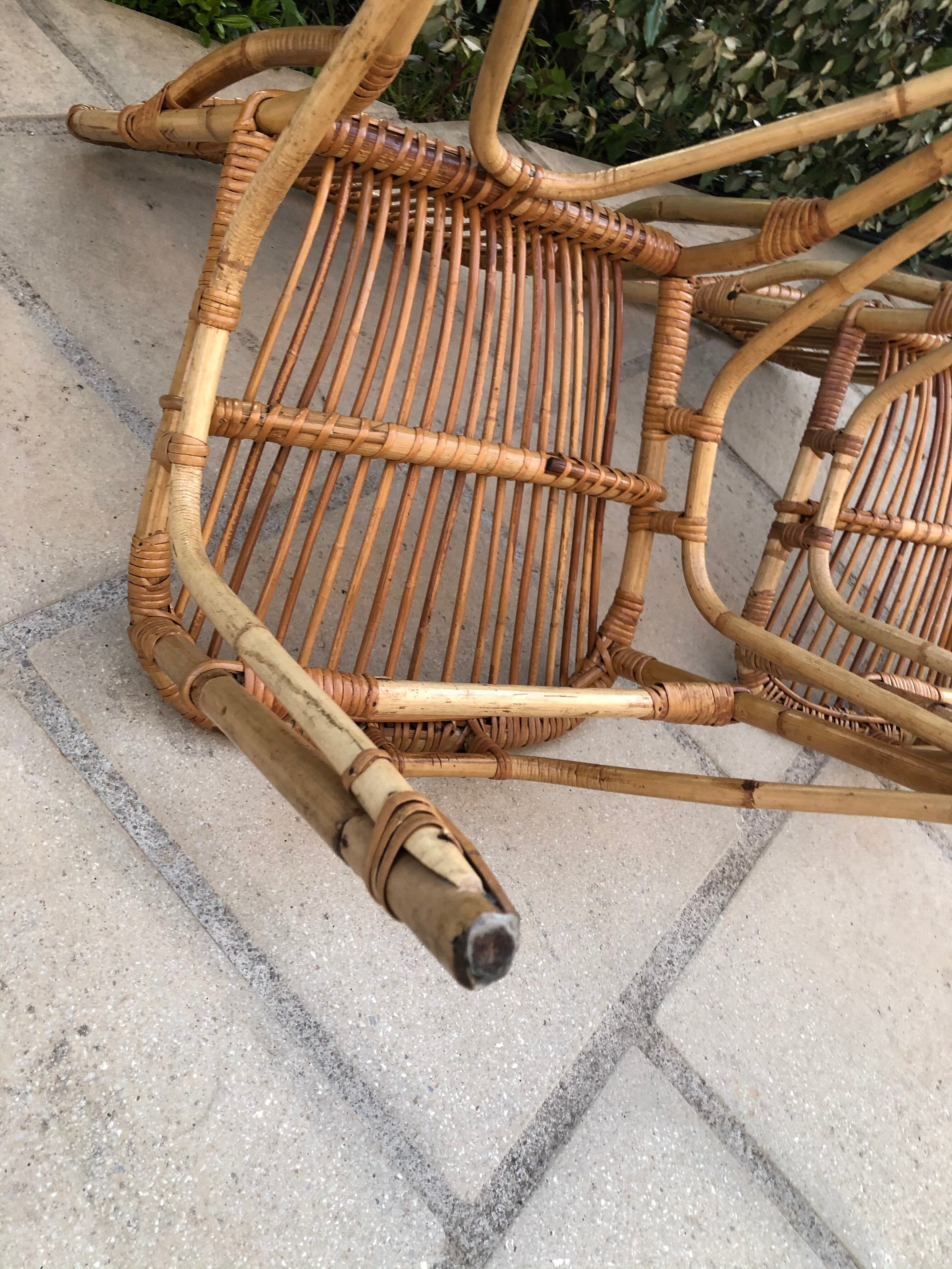 Pair of rattan chairs 60s