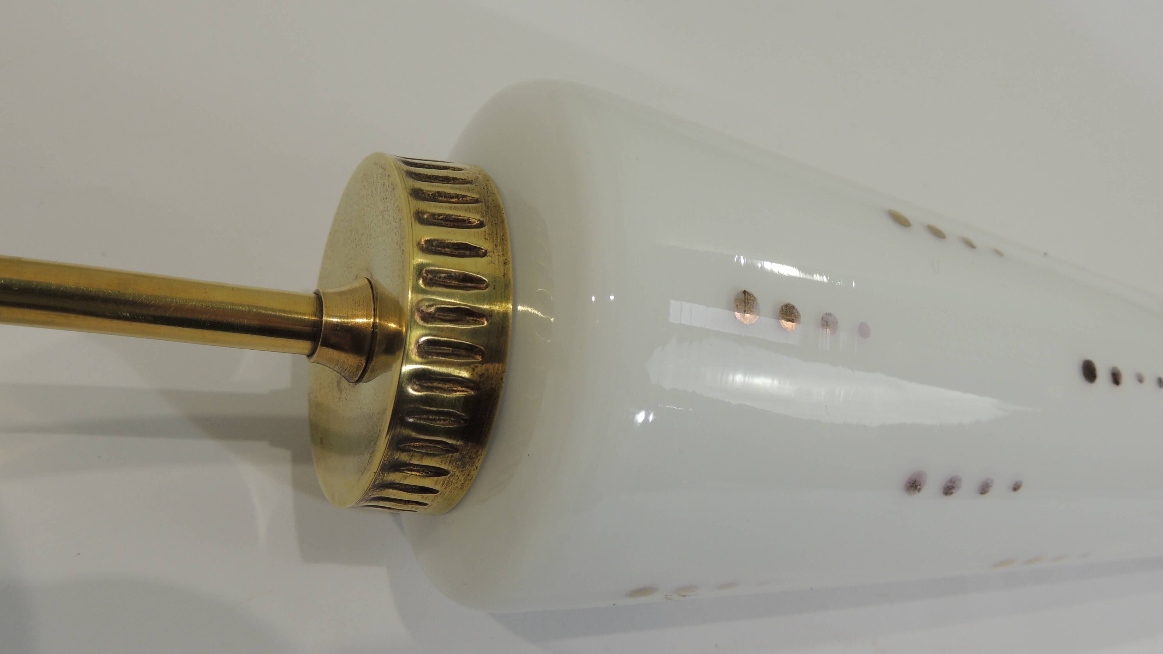Pair of vintage wall sconces from the 1970s – Perforated opaline, brass
