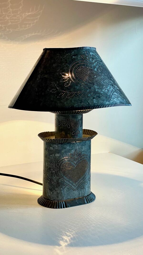 LAMPE Coeur ZINC Vintage