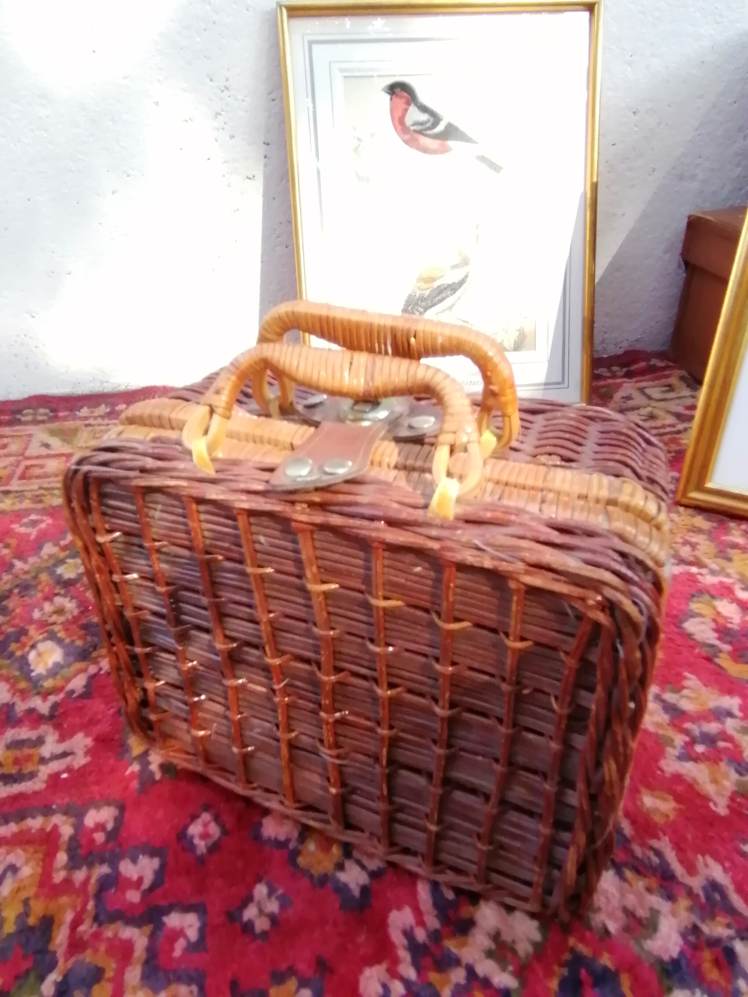 Small box suitcase in vintage rattan