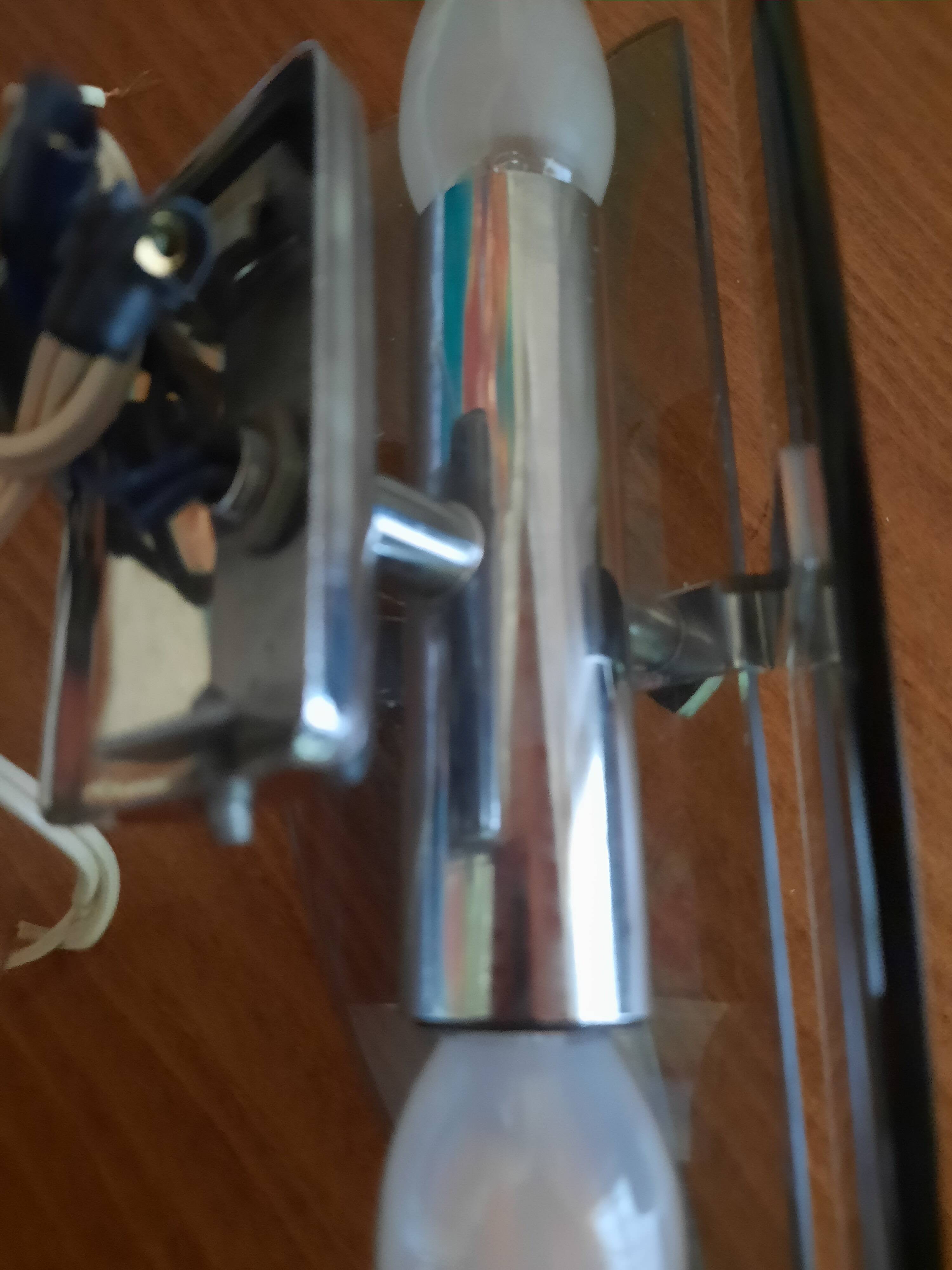 Pair of smoked glass and chrome wall lights