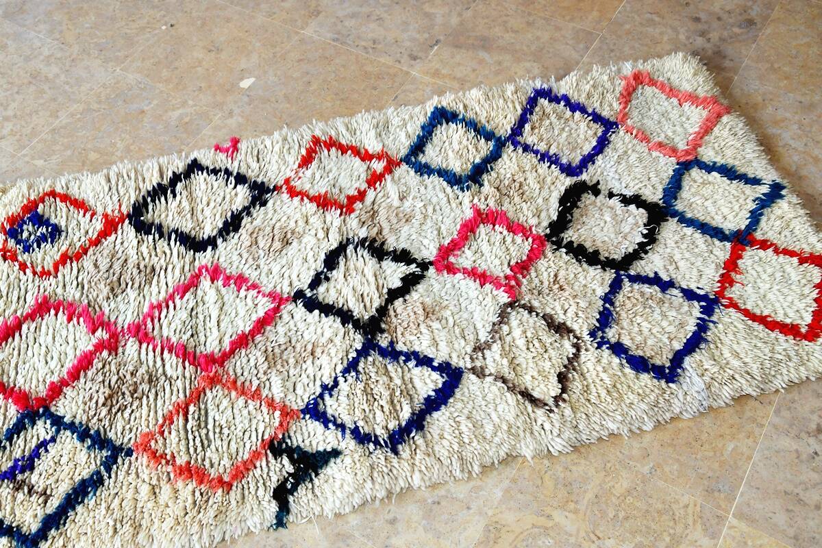 Small vintage beni ouarain rug