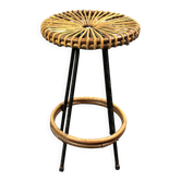 Midcentury Dutch rattan bamboo bar stools by Rohé Noordwolde, 1950s