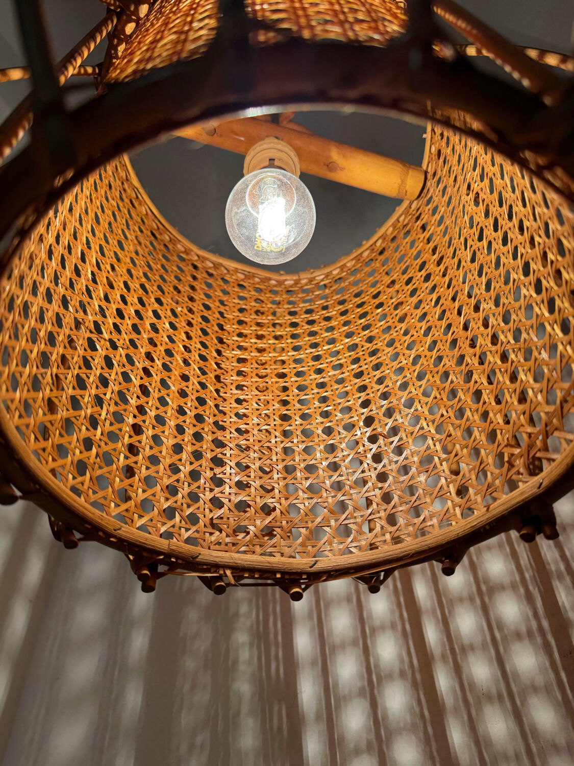 Bamboo rattan suspension from the 1960s.