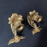 Pair of Louis XV sconces in 18th century gilded bronze