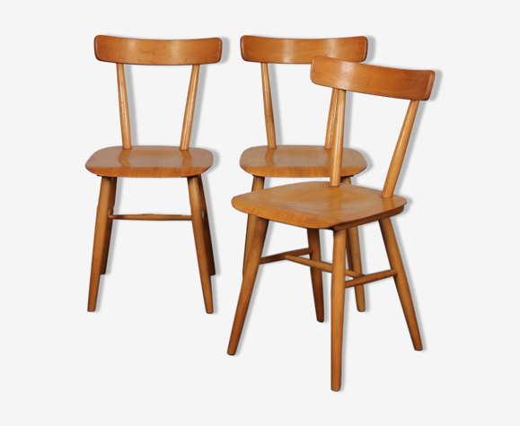 Ensemble de 3 chaises vintage édité par Ton, 1960
