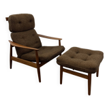 FD-164 Army Chair with Footstool by Arne Vodder for Cado, Set of 2