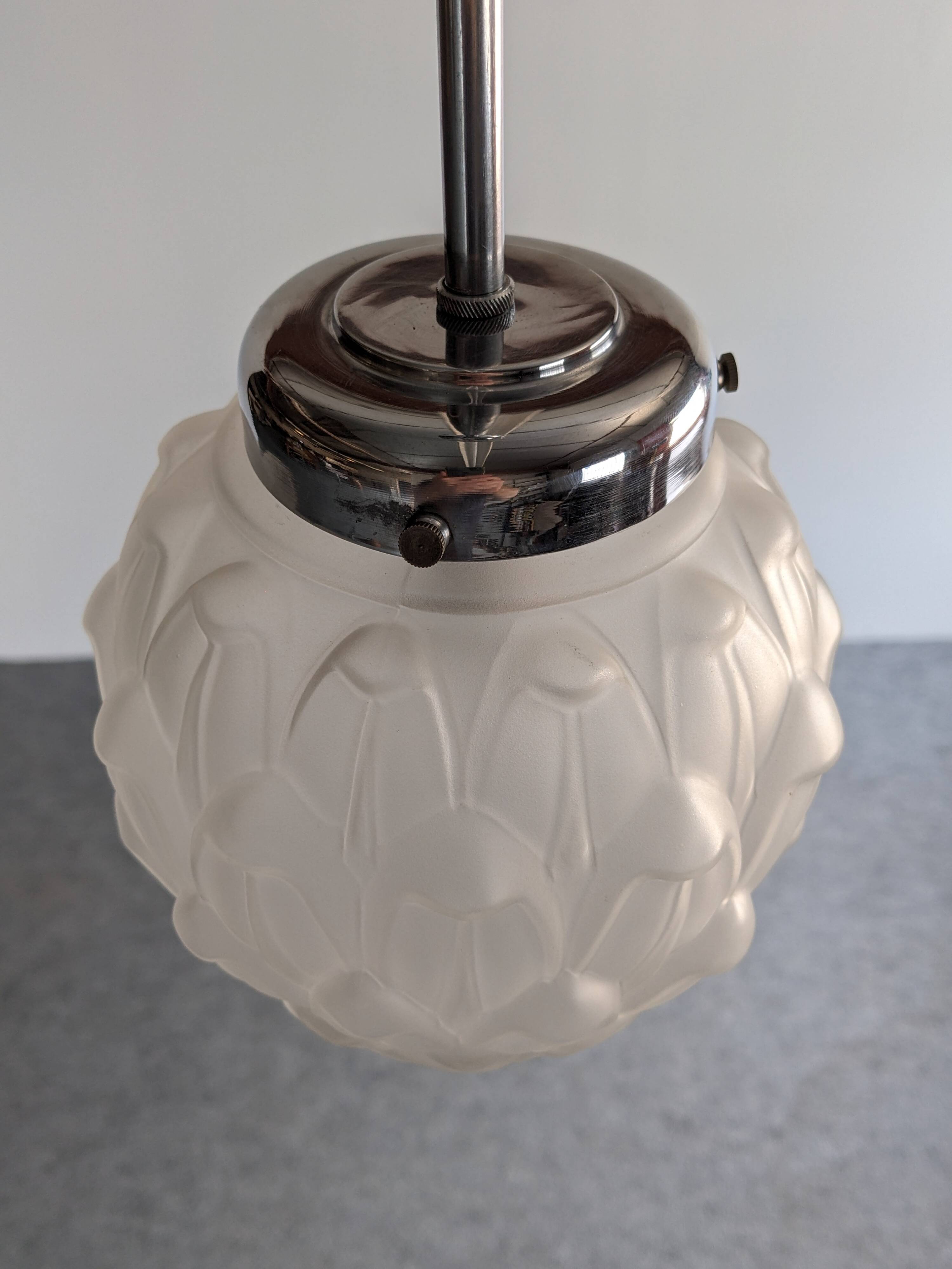 Art Deco frosted glass pendant light circa 1920