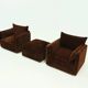 Rare 1970s brown velvet multifunctional modular sofa