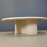Vintage oval travertine coffee table, 1970s