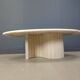 Vintage oval travertine coffee table, 1970s