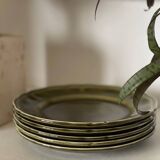 5 Lunéville Moss Green dessert plates.