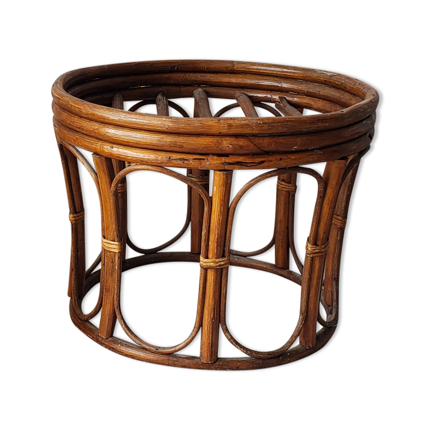 Rattan stool ottoman