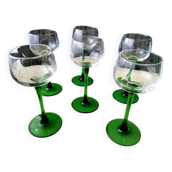 6 verres à vin blanc d'alsace décor gravé