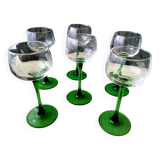 6 Alsace white wine glasses with engraved decoration