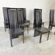 Set of eight Italian Lacquered Wood and Leather Modern Dining Chairs