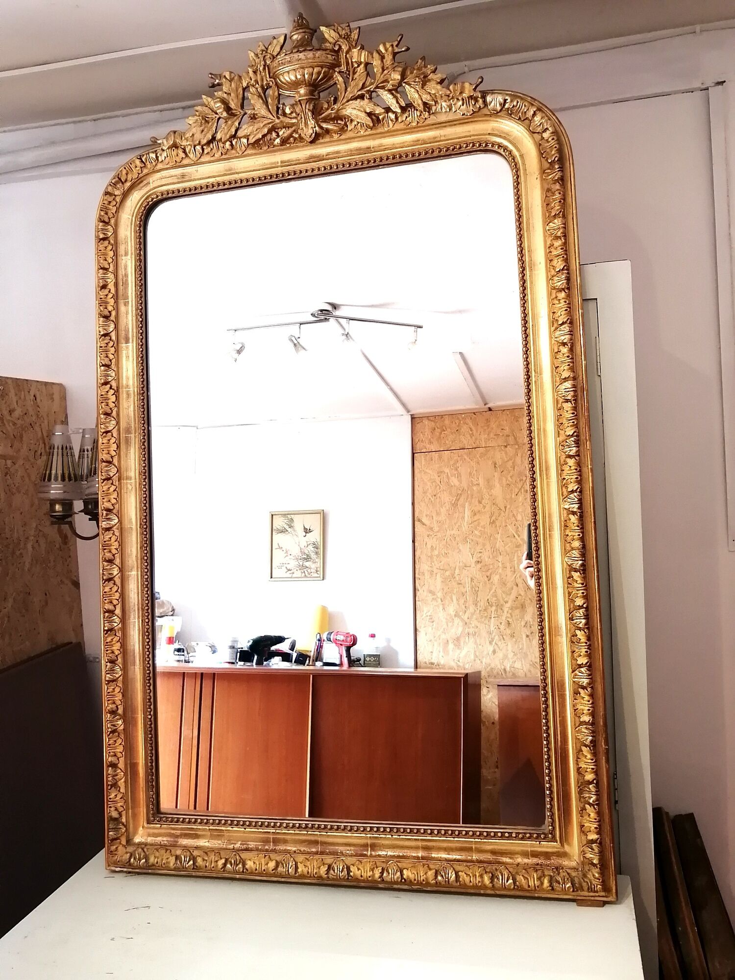 Old mirror Louis Philippe with pediment 142x81cm