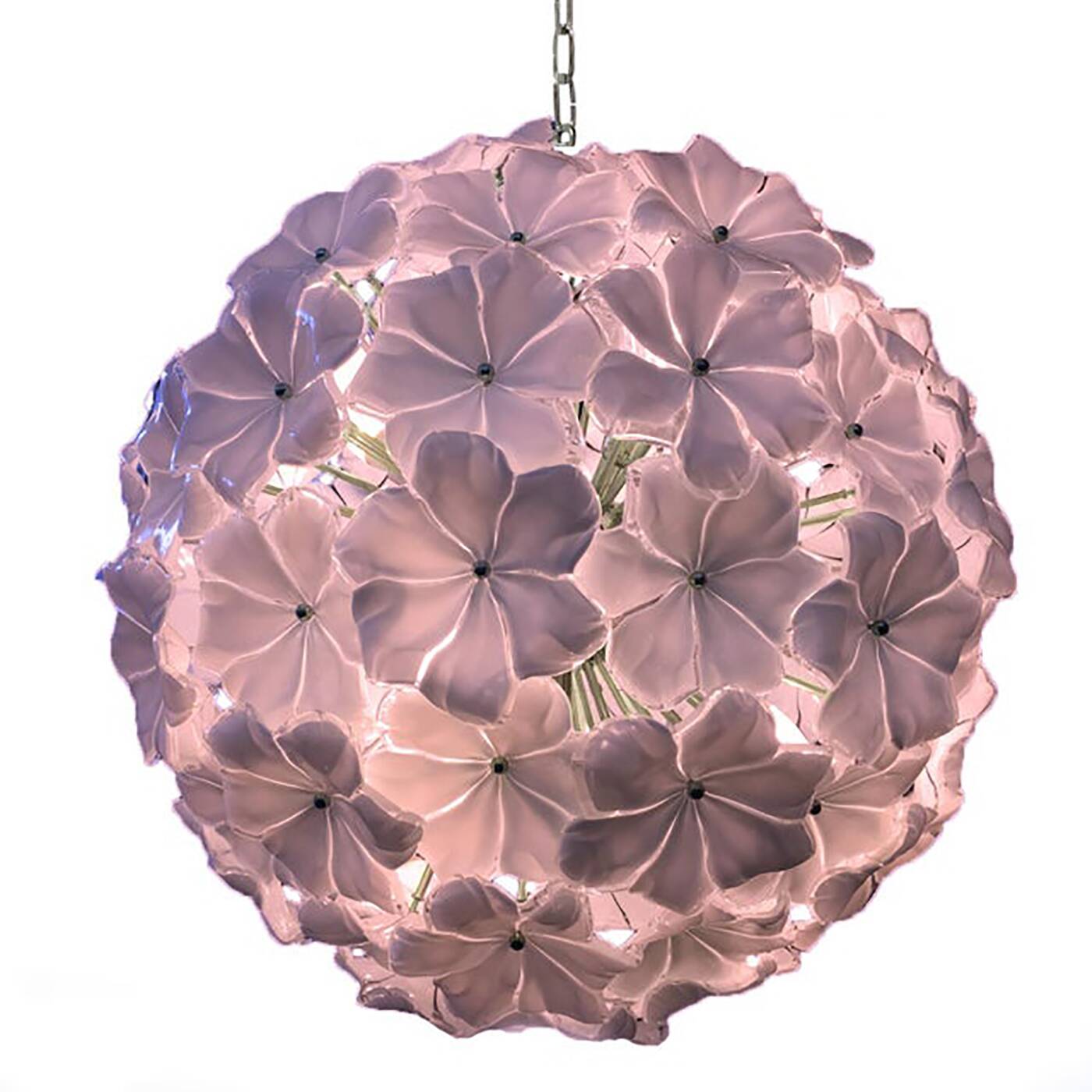 Modern Venetian Pink Flowers Glass Sputnik Chandelier