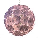 Modern Venetian Pink Flowers Glass Sputnik Chandelier