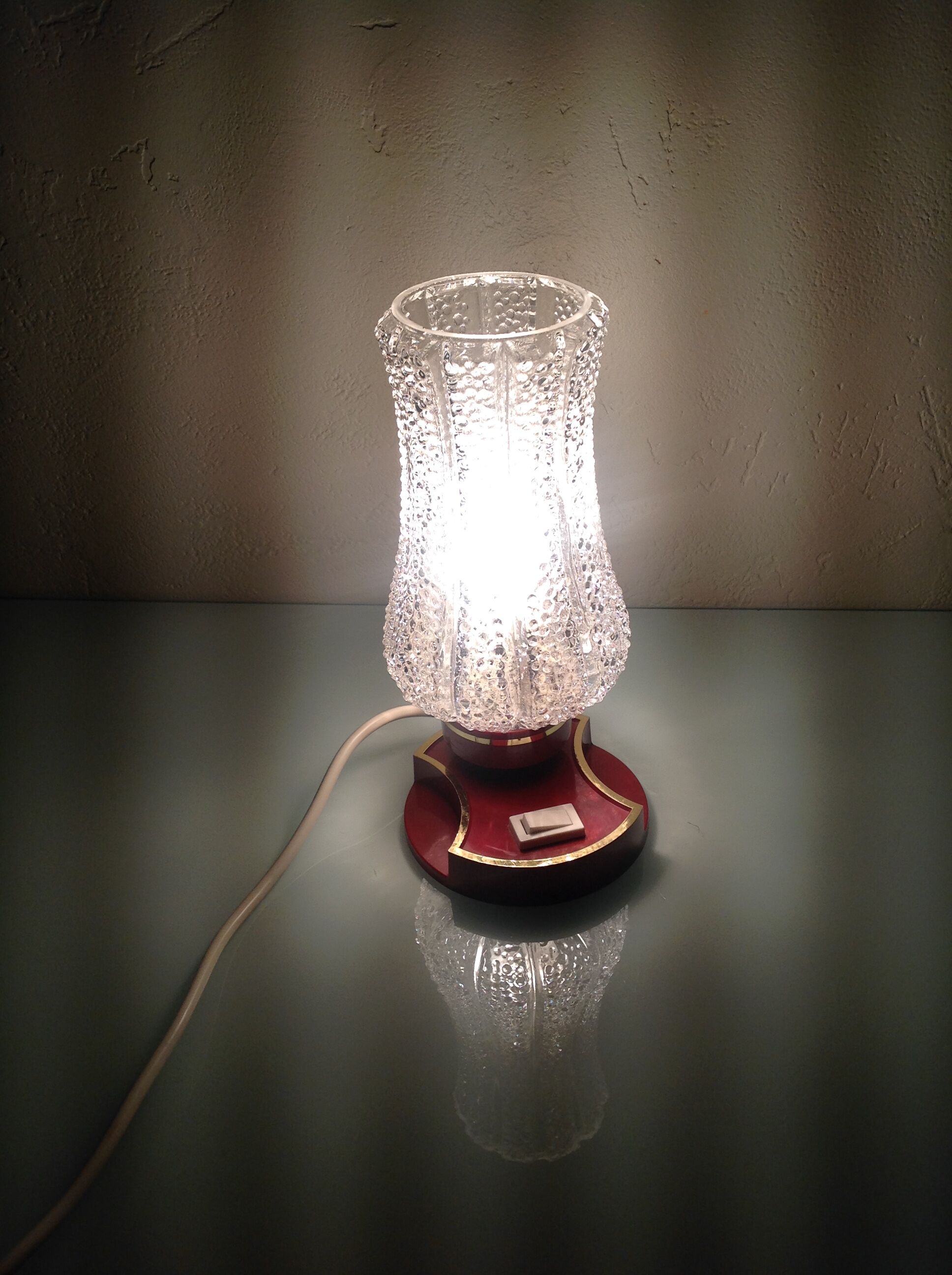 Vintage bedside lamp, tulip glass, 60s-70s