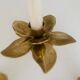 Set of 3 old brass candlesticks in the shape of flowers