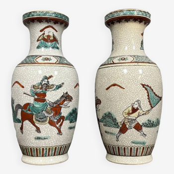 Pair of antique Chinese Famille Verte porcelain vases, 20th century