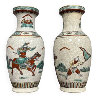 Pair of antique Chinese Famille Verte porcelain vases, 20th century