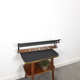 Vintage wooden wall coat rack with hooks and brass shelf