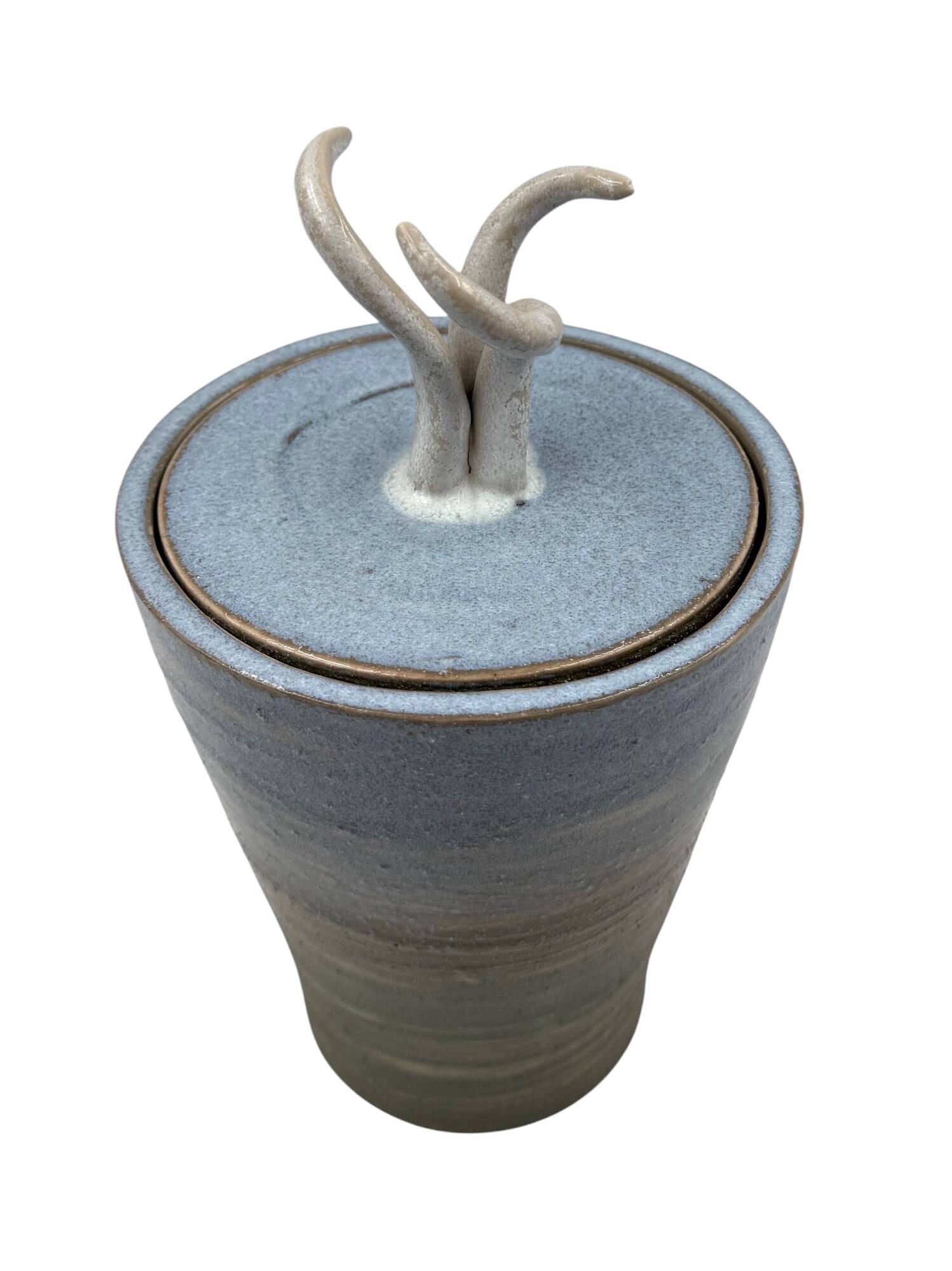 Mid-century style blue artistic ceramic vase, Gabriele Bucci Italy ca. 2000