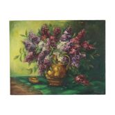 Grande peinture de nature morte florale colorée avec des lilas (90x70 cm)