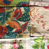 Set of 6 mismatched floral and bird napkins