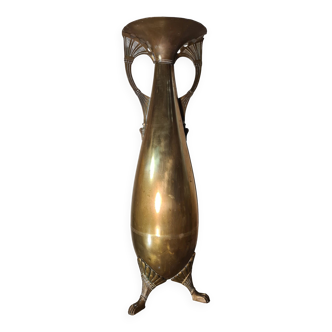 large brass vase empire style art nouveau 1880 to 1910, 60x20 beautiful condition for its age