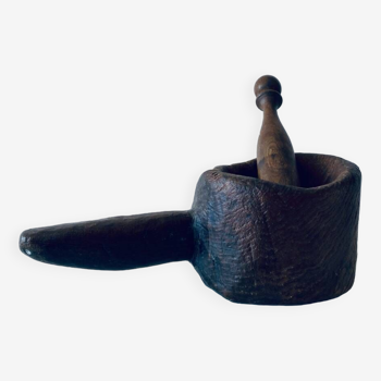 Antique wooden mortar and pestle