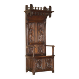 Gothic Jacobean hall chair finely carved from the Victorian era around 1860.