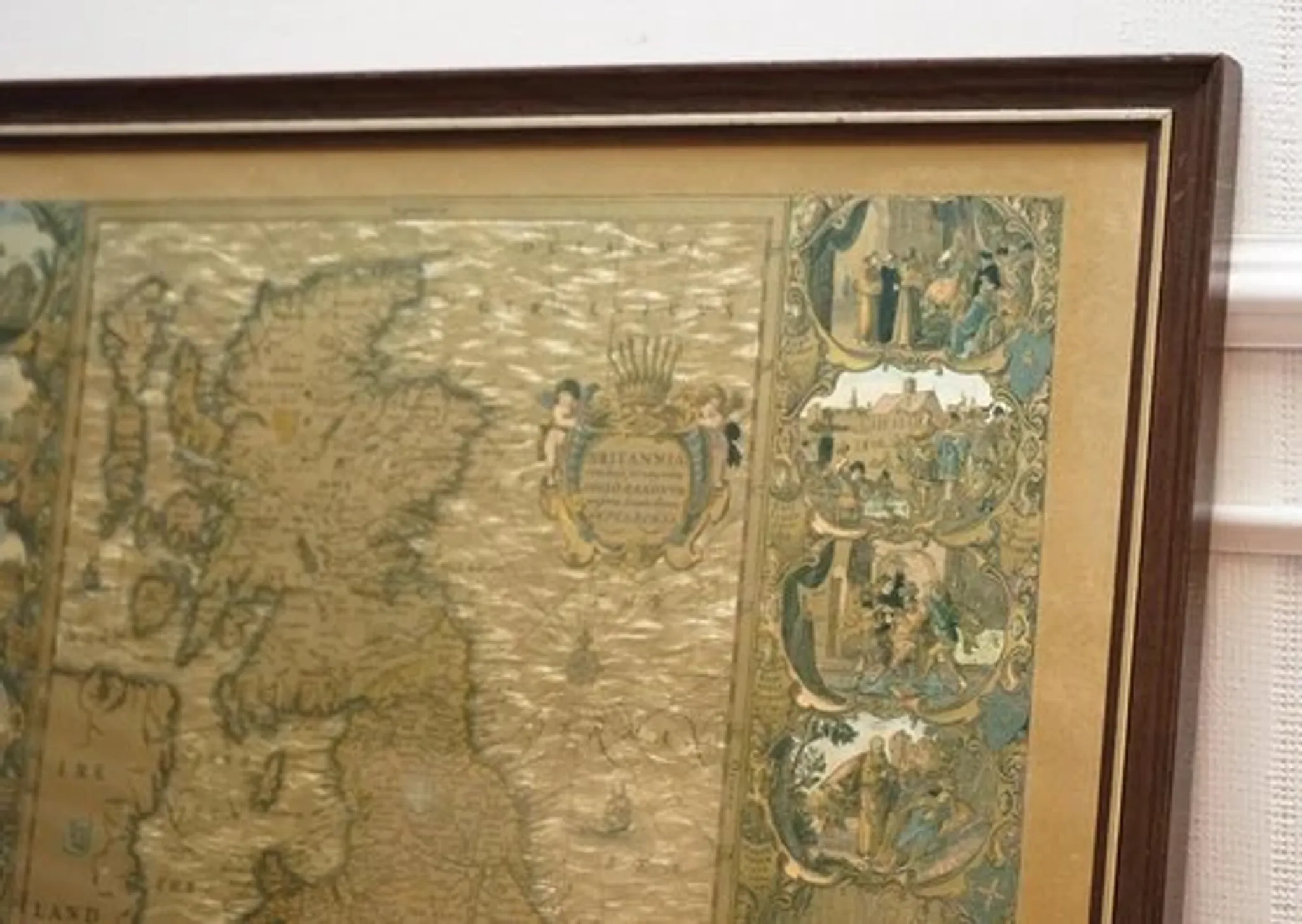 Vintage Map Golden Leaf of the British Isles by Joannes Janssen, 1646