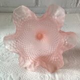 Small pink glass bowl on shabby foot, empty pocket