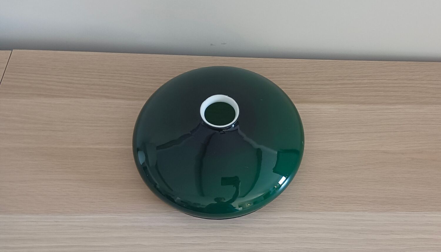 Vintage suspension lamp in emerald green opaline