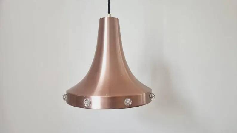 Midcentury Copper Pendant Vitrika, Sweden, 1970s