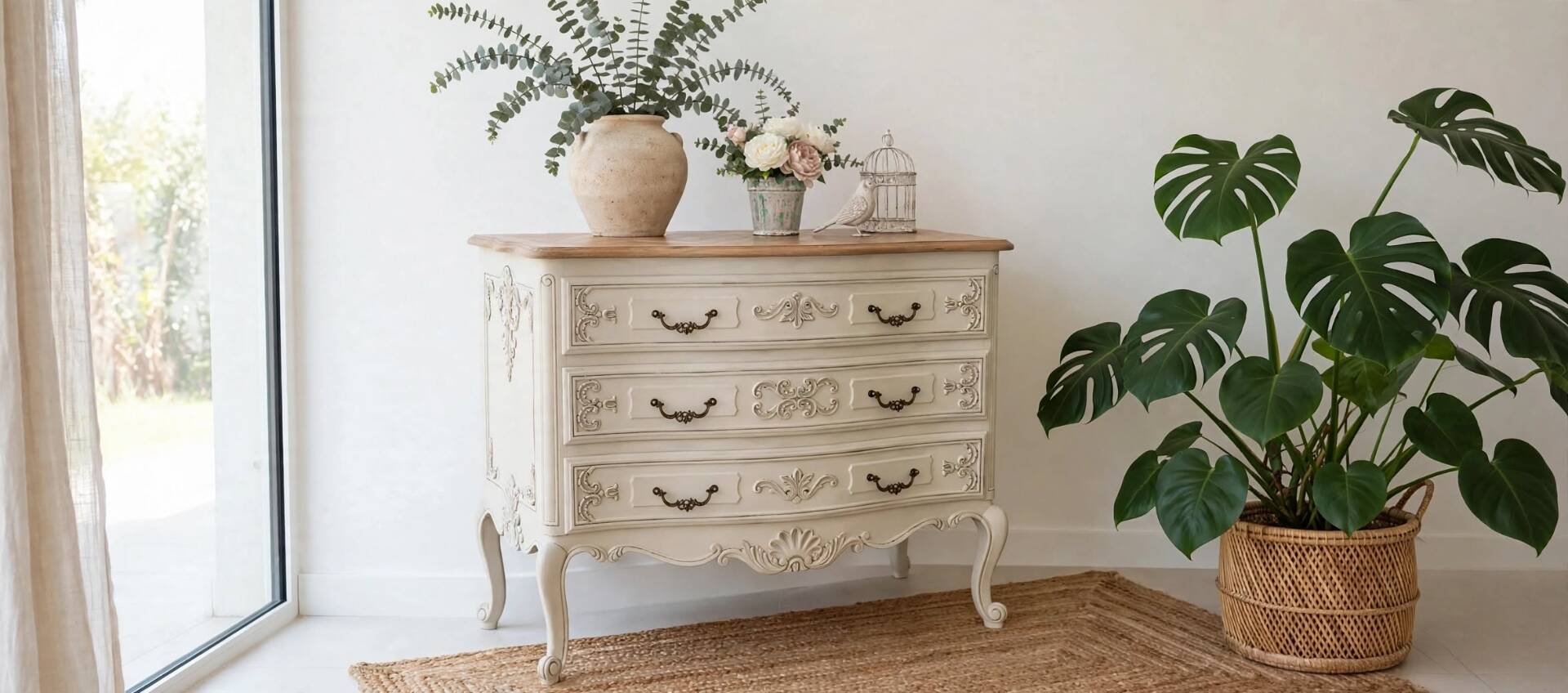 Louis XV curved bow commode style